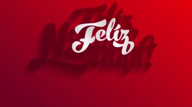İspanya 'nın Mutlu Noeller' ini oluşturan elementlerin önergesi: Feliz Navidad Beyaz 3D Tipografi: Parlak Kırmızı Yüzey Üzerine Yazıldı