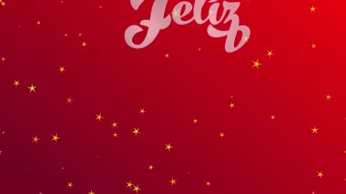 Zıplayan Düz Elementler İspanyol Mutlu Xmas Feliz Navidad 'ı oluşturan Beyaz 3D Ofset Üzerinde Parlayan Kırmızı Yüzey