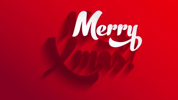 三维形成快乐圣诞白字元素的运动及对红色包装纸表面的闪电效果 — 图库视频影像
