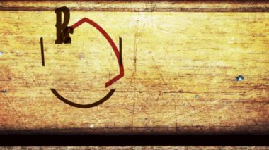 Dönen ve Sıçrayan elementler, ahşap doku sahnesinin üzerinde et çatal bıçak ile el işi ticareti imzası oluşturur.