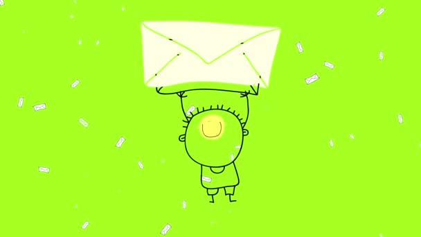 Linear Scaling Animation Of Little Men With Upbeat Attitude And Wearing Summer Clothes In A Sea Of Envelopes Transporting One Suggesting He Finally Found The Courage To Send The Letter To His Crush
