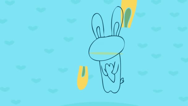 Bewegung Der Elemente Forming Flirty Bunny Mit Gelbem Pelz Und — Stockvideo