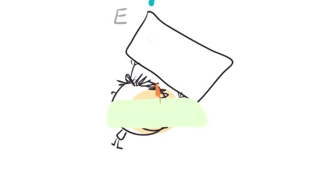 Motion d'éléments formant la main dessinée heureux petit garçon tenant signe écologique avec ses bras maigres au-dessus de sa tête pour l'école du Pacifique Marche contre les changements climatiques pour un monde meilleur 