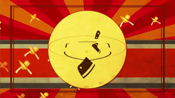 Retro Stili Öldürme Mağazasının Atalet Sıçraması Karton Desenli Güneş Işığı — Stok video