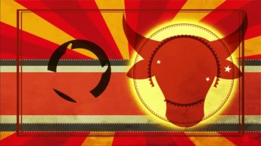 Dönen ve Zıplayan elementler Kırmızı Sığır Başı Düzensiz Sınır Çemberi Çiftlik Et Kasabı için Yaşlanmış Zihin