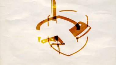 Katliam Kırmızı Et Üreticisinin Yaylı Etkisi ile Animasyonu Yavaşlatmak Sağ İşlem Standartlarını Kullanarak Kırışık Kağıt Üzerine Altın Amblem