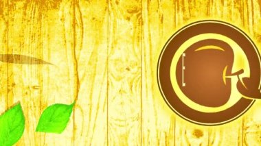 Basit Elementlerin Atalet Hareketi Modern Eko Vegan Aliment Ürünleri Toplu Kimlik Yönlendirme Yöntemi Pirografi Tarzı Temiz Ahşap Üzerinde Yeşil Yapraklar Dekorasyonu