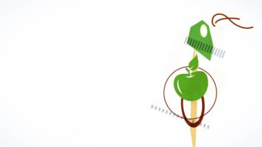 Yeşil Saf Yiyecekler İçin Yüzen Etiket Oluşturan Basit Elementlerin Atalet Hareketi Sebze ve Sağlıklı Beslenme Alışkanlıklarını Çiftlik İyiliğiyle Destekliyor