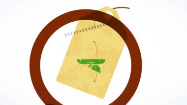 Taze taze organik gıdalar için yüzen etiketler oluşturan elementlerin hareketi vejetaryen ve tarım ürünleriyle sağlıklı beslenme alışkanlıkları