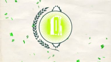 % 100 Hayati Elementin Atalet Zıplatma ve Döndürme Animasyonu Kırışık Kağıt Sahne Üzerine Süslü Dairesel Mühür ile Yemek Ürünleri Tanıtımı