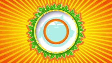 Premium Kalite Ürünlerin Atalet Kaydırağıyla Birleştirilmiş Zıplama Sağlıklı Çiftlik Taze Organik Gıda Satıcısı Yeşil Yapraklarla çevrili Canlı Yuvarlak Sembol