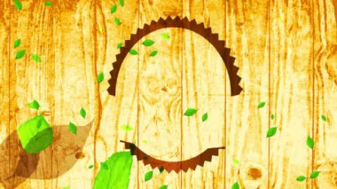 Doğal Vejetaryen Gıda Ortaklığının Atalet Zıplaması Cilalı Arka plan ve Yeşillik Üzerine Ahşap İşleme Biçimi