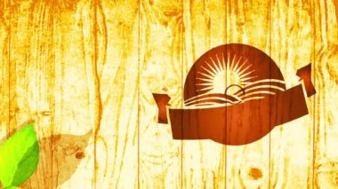 Dönen ve zıplayan elementler, parlayan arka plan ve yeşillik dekorasyonunda ahşap oymacılığıyla doğal vejetaryen besin anlaşması oluşturur.