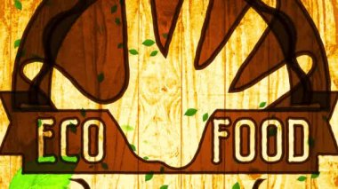 Vejetaryen Çevre Sağlığı ve Zeka Diyetlerini Destekleyen Ahşap Yüzey Sahnesi İkonası 'nın Doğrusal Ölçekleme Animasyonu