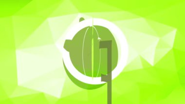 Yeşil Geometrik Arkaplan Üzerinde Sağlıklı Yemekler ve Tüketiciler İçin Tazeliği Garantili Çevre Ürünlerinin Doğrusal Zıplama ve Döndürme Animasyonu