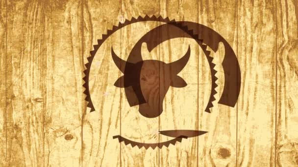 Motion Elements Forming Western Style Butcher Shop Cow Head Sign — Stockvideo