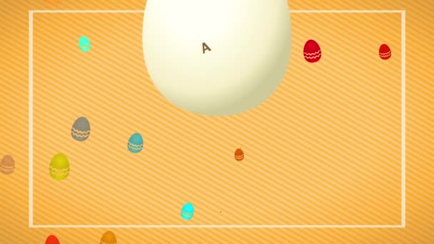Sarı Desenli Gülümseyen Ticari Detaylarla Damgalanmış Beyaz Boyutlu Paskalya Yumurtaları — Stok video