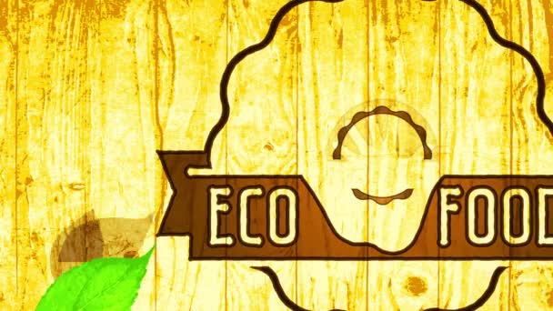 Inertial Motion Speed Ramping Vegan Eco Aliment Oval Woodcut Symbol — Stok Video
