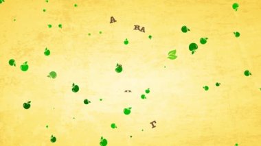 Minimalist Süslü Organik Çiftlik Besleyici İyi İkon Meyve ve Yaprak Kurdelesi Antika Arkaplanda