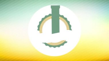 Biyolojik Ürünlerin Bahar Zıplayan Kaotik Hareketi, 70 S Stili Çevre dostu yiyecek ticareti tabelası çizgili arka planda yuvarlak ikon