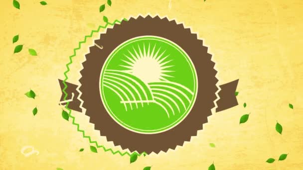 Rebondissement inertiel de la marque circulaire rétro pour l'offre Deal ferme cultivée localement pure nourriture saine bonne sur l'espace de texture de papier 