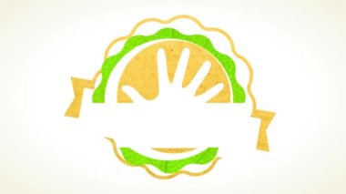 Sağlıklı Organik Ürünler Satmak İçin Grafik Oluşturan Kağıt ve Yaprak desenli Çevre Gıda Tabelasının Bahar Zıplayan Karmaşık Hareketi