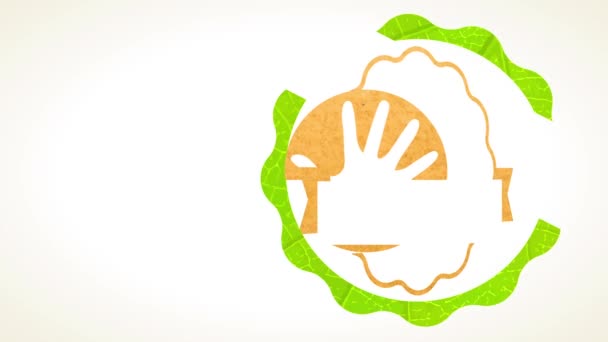 Инерционное Движение Скоростью Наращивания Экологического Знака Питания Картонными Прорастающими Текстурными — стоковое видео