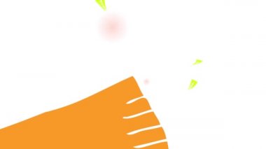 Animasyonu yavaşlatan, büyük bir havucun üzerinde oturan mutlu çocuğun doğal organik gıdalarla beslenen ve sağlıklı beslenme alışkanlığı olan iyi bir ebeveyni olduğunu öne sürmesi.