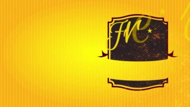 Saf demlenmiş kahvenin canlandırma efektiyle yavaşça ölçeklendiriliyor. Yaşlandırılmış rozet paketleme şablonu olağanüstü elektrik altın kağıt desenli arka planda.