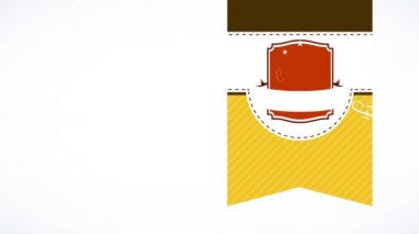 Dönen ve zıplayan elementler, yüksek çizgili tabaka ve kırpma hatları olan ünlü kafe restoranından saf kahve ürünleri için paket ödülü şablonu oluşturur.