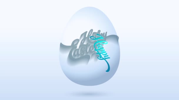 Arka Planda Süzülen Beyaz Dijital Yumurta Grafiğine Bağlanan Mavi Kaligrafili — Stok video