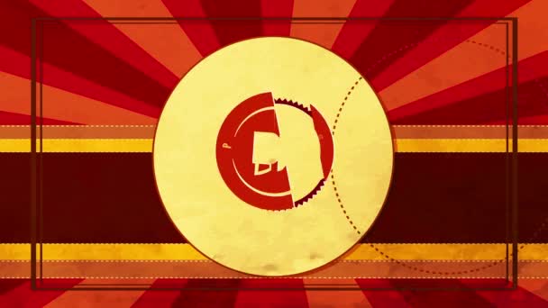 Mouvement des éléments formant l'icône arrondie de bord de Zigzag pour la marque de produit de café de qualité supérieure avec le design vintage et le fond de Sunburst 