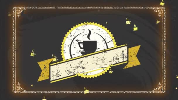 Animación Lineal Del Signo Del Desayuno Para Café Caliente Excelente — Vídeos de Stock