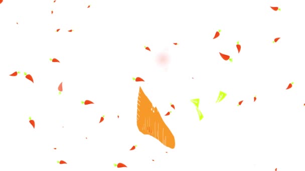 Inertial Bounce Spin Animation Big Orange Zanahoria Dibujo Apareciendo Pantalla — Vídeo de stock