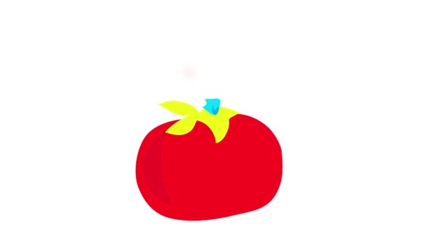 Springing Element Moving Order Compose Big Red Shiny Tomato Falling — Stockvideo