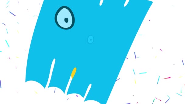 Lineáris Scaling Animation Kis Kék Ceruza Nagy Attitűddel Büszkeséggel Integetett — Stock videók