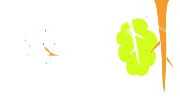 Slowing Animation Springing Effect Cute Drawing Forming Two Tall Trees — Stock Video
