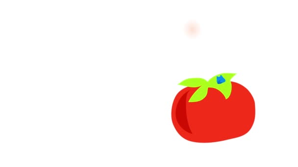 Spinning Bouncing Elements Crea Dibujo Tomate Rojo Formando Con Color — Vídeo de stock