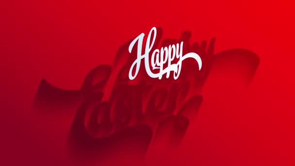 Élément de printemps Déplacement d'un ordre pour composer la carte de vœux de Pâques joyeuse rouge pour la chasse aux œufs avec des éléments de calligraphie avec effet 3D sur fond brillant 