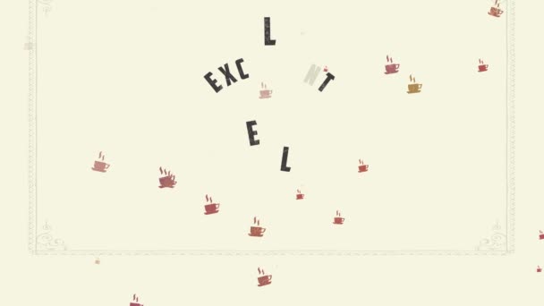 Diminution linéaire de vitesse de mouvement de la marque brune de poudre de café vers préparer la boisson brassée agréable de maison ou le double café avec la tasse de thé le symbole à l'ancienne détaillé de côté 