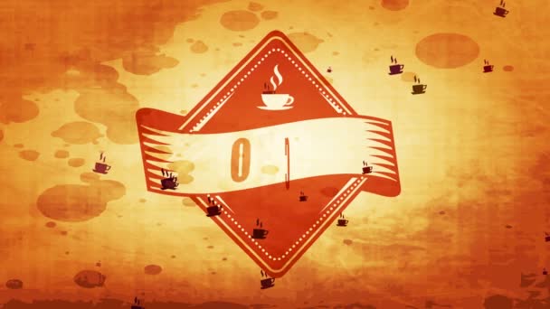 Inertial Stuiteren Van Uitstekende Ochtend Koffie Tijd Rhomboid Badge Voor — Stockvideo