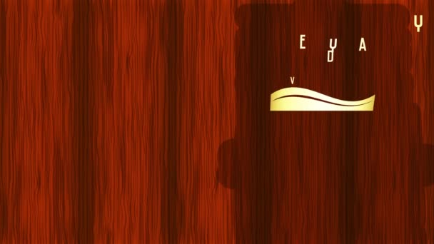 インテリア バウンスとスピン効果カフェ ブレックファーストのアニメーション毎日のスペシャル マーク高級木材を背景に理想的な風味のコーヒーを提供しています — ストック動画
