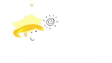 Mavi elbiseli, çiçekli bir fıskiyeyle yeni ekilmiş çiçekleri sulayan sevimli bir kadının üzerinde parlayan sarmal güneşin hareketli grafikleri en sevdiği hobisinin bu olduğunu gösteriyor.