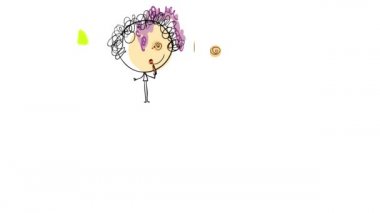 Animasyonu yavaşlatan dört mutlu kızın farklı kıyafetleri ve tarzlarıyla kırmızı ruj süren, renkli çantalar giyen ve şık elbiseler giyen bir güzellik yarışmasına hazırlanıyor.