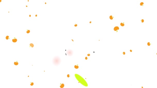 Inertial Bounce Spin Animation World Oranges Mit Kleinen Orangefarbenen Figuren — Stockvideo