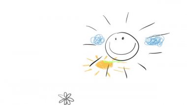 Açık bir alanda mutlu bir gülümsemeyle izole edilmiş ailenin hareketli animasyonları güzel bir yaz gününün tadını çıkardıklarını gösteriyor.