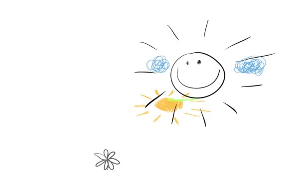 Smooth Speed Ramping Animation Isolated Doodle Family Sun Happy Smiles — Stock Video