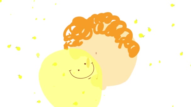 Intial Bounce Spin Animation Little Happy Boy Show Big Lemon — 비디오