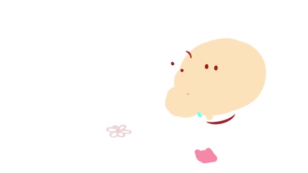 Glatte Geschwindigkeit Ramping Animation Von Handgezeichneten Jungen Babysitter Mit Rosa — Stockvideo