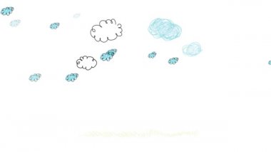 Pembe elbiseli, at kuyruklu, bebek ve oğlanı bulutlu bir arka planda parka yürüyüşe çıkaran genç bebek bakıcısına uygulanan yaylı hareket efekti.